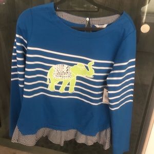 Crown and Ivy blue sweater with a peplum bottom.